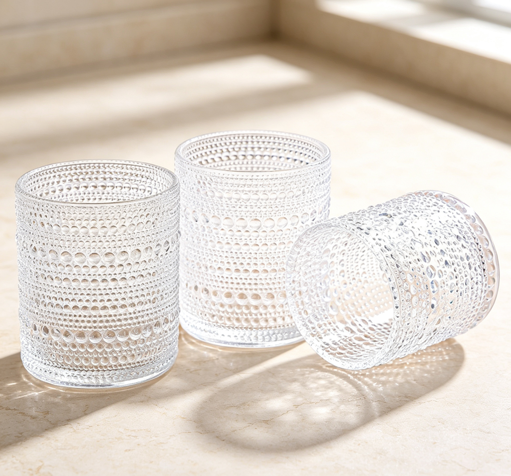 Minimalist Japanese Bubble Textured Water Glass 220-300ml