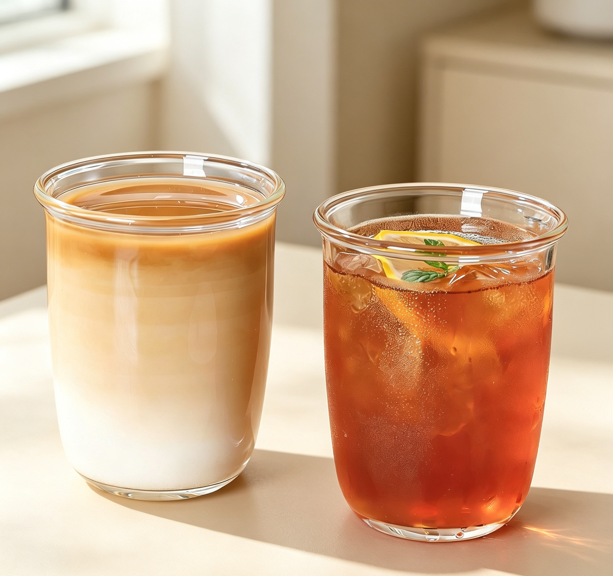 Sleek Ins-Style Clear Glass Water Cup for Iced Latte, Fruit Tea & Sparkling Water