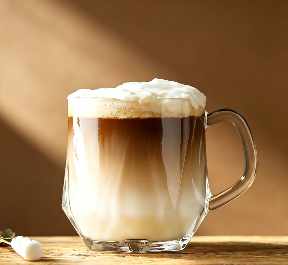 Minimal Zen Style Multi-Faceted Glass Mug for Latte, Flower Tea & Milk