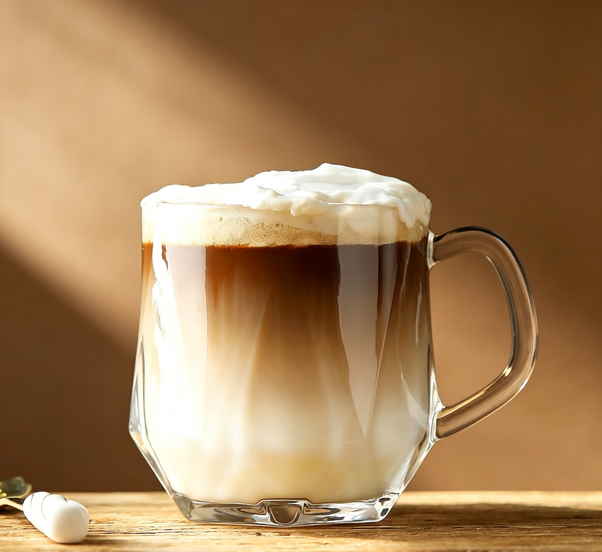 Minimal Zen Style Multi-Faceted Glass Mug for Latte, Flower Tea & Milk