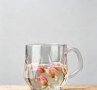 Minimal Zen Style Multi-Faceted Glass Mug for Latte, Flower Tea & Milk