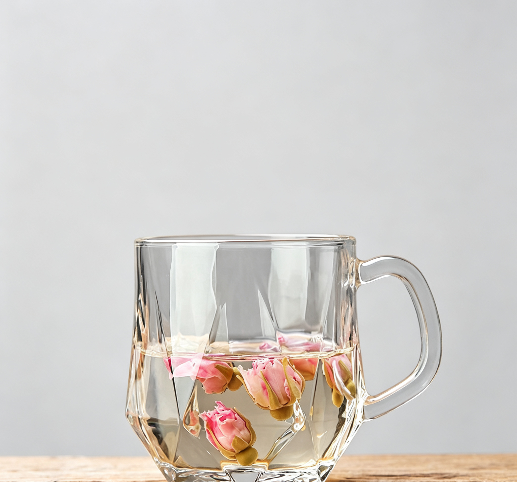 Minimal Zen Style Multi-Faceted Glass Mug for Latte, Flower Tea & Milk
