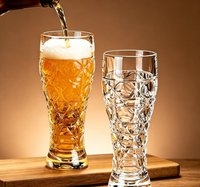 Heavy-Duty Geometric Diamond Textured Pilsner Glass, Sturdy Hand Feel for Party Beverages