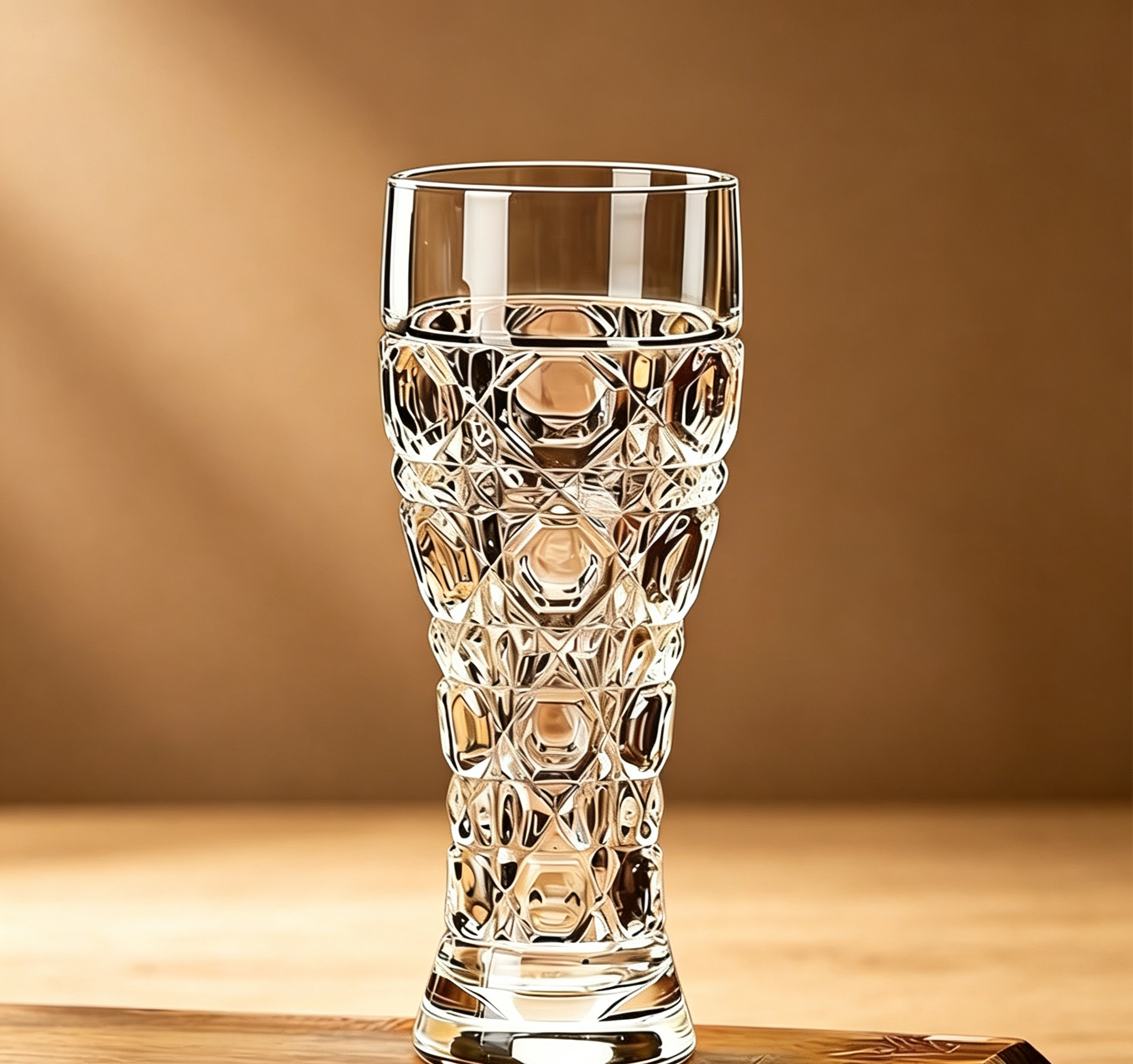 Heavy-Duty Geometric Diamond Textured Pilsner Glass, Sturdy Hand Feel for Party Beverages