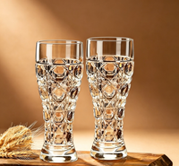 Heavy-Duty Geometric Diamond Textured Pilsner Glass, Sturdy Hand Feel for Party Beverages
